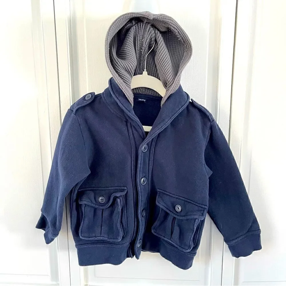 GAP Baby Gap Toddler Hooded Sweatshirt Cardigan Jacket 4 Button, Front Pockets